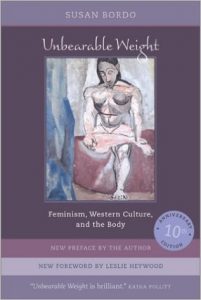 A cover image for Bordo's book featuring an abstract painting of an athletically toned male.