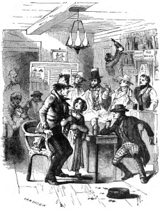 Illustration of people in a crowded bar