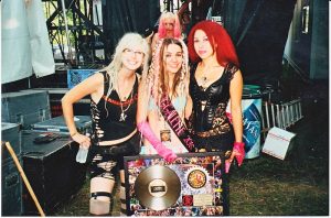 Four Juggalette participants in the 2015 Miss Juggalette Pageant including the winner in the center.