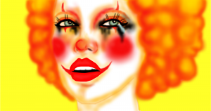 Cartoon drawing of a female Juggalette who is "down with the clown."
