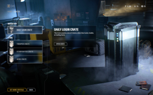 Menu showing available loot boxes that can be opened by the player